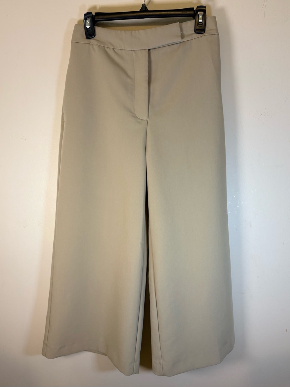 Zara High Rise Wide Leg Cropped Beige Trousers Size Medium Culottes Minimalist